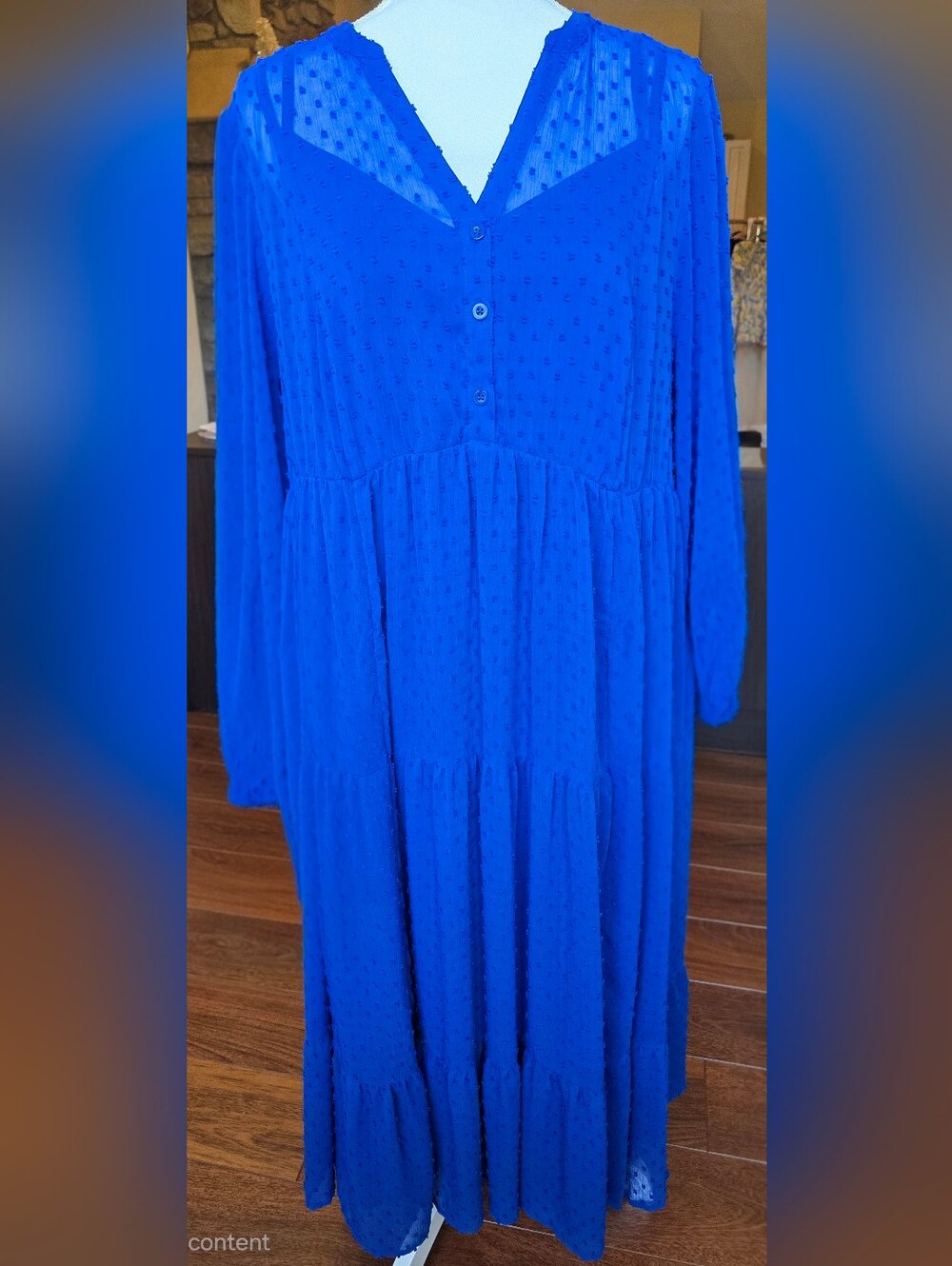 Torrid Blue Swiss Dot V-Neck Maxi Dress